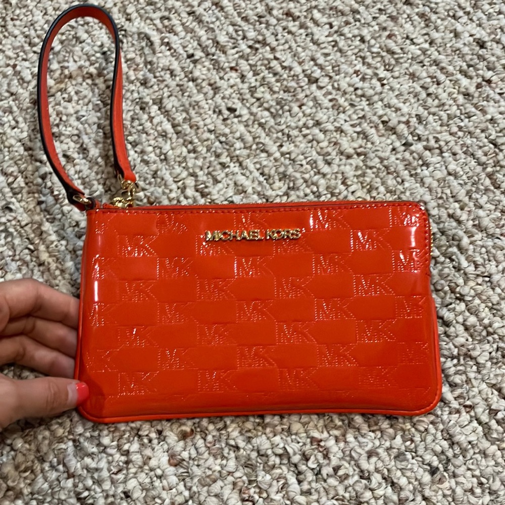 Michael Kors Plain Leather Outlet Pouches & Cosmetic Bags 38S0CTTW7V mandarin